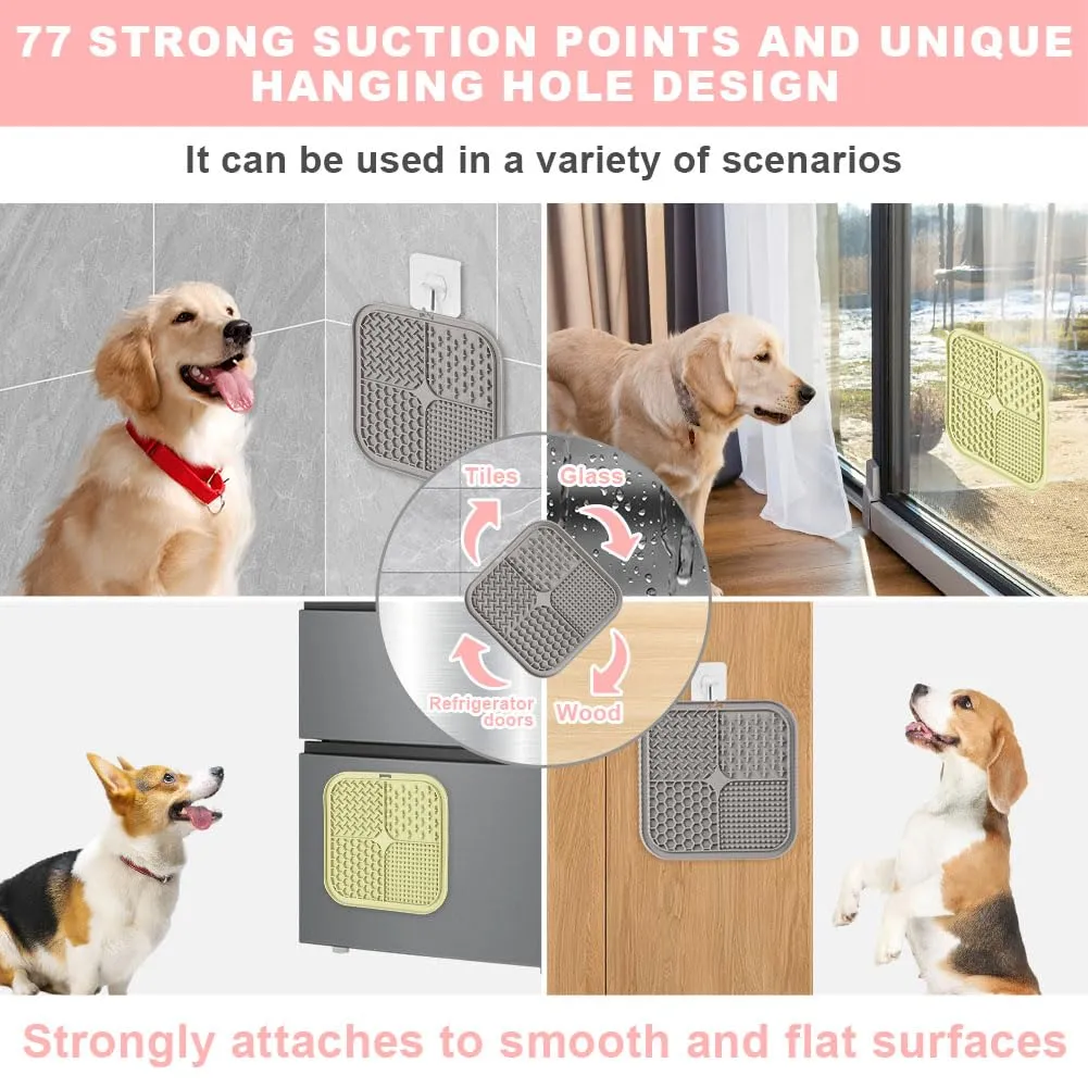 HOTUT Tappetino da Leccare per Cani e Gatti,2 Pezzi Cane Pad Leccare con Spatola e Spazzola,Senza BPA Lick Mat per Cani con Ventosa per Bagno Toelettatura,Alleviare L'ansia - immagine 6