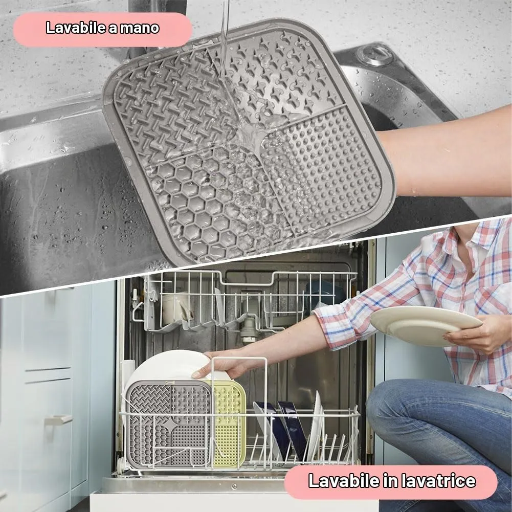 HOTUT Tappetino da Leccare per Cani e Gatti,2 Pezzi Cane Pad Leccare con Spatola e Spazzola,Senza BPA Lick Mat per Cani con Ventosa per Bagno Toelettatura,Alleviare L'ansia - immagine 7