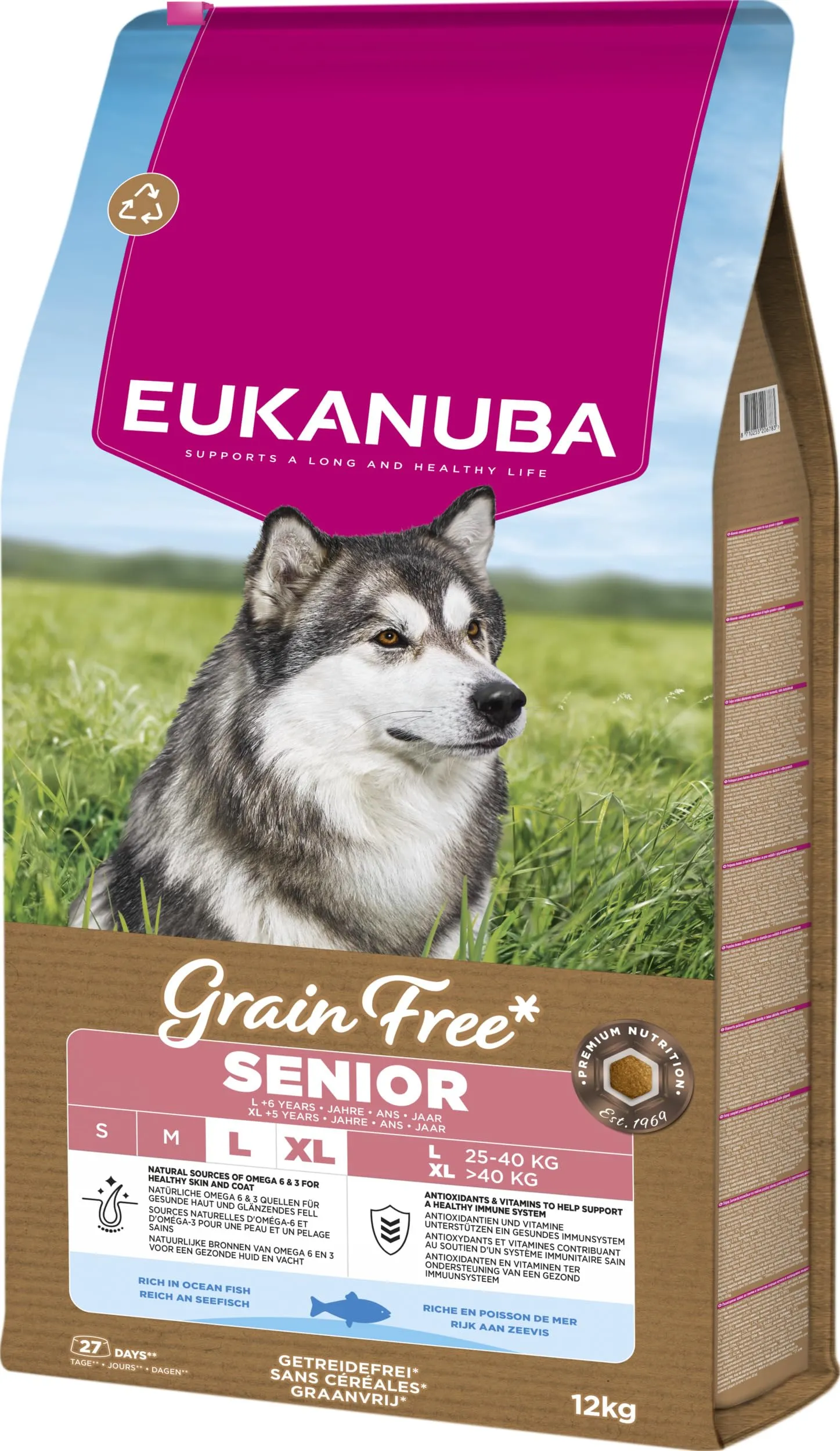 EUKANUBA Crocchette per cani anziani taglia grande con pesce, 12 kg - immagine 10
