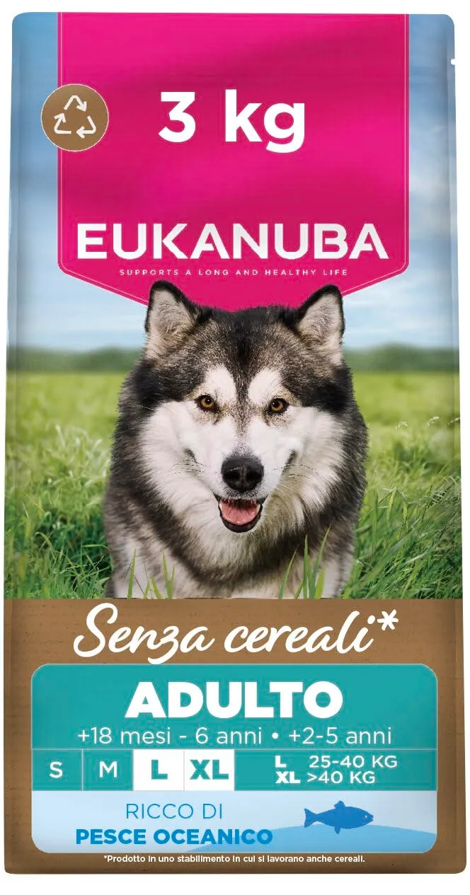 EUKANUBA Crocchette per cani adulti taglia grande con pesce, 3 kg - immagine 1