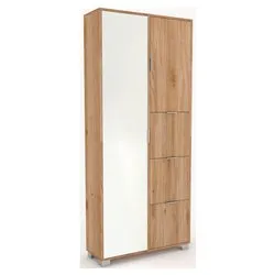 QUADRANTE 7424 Armadio 2 Ante battenti, Scarpiera 3 ante Rovere cadiz e Specchio (85cm) - immagine 1