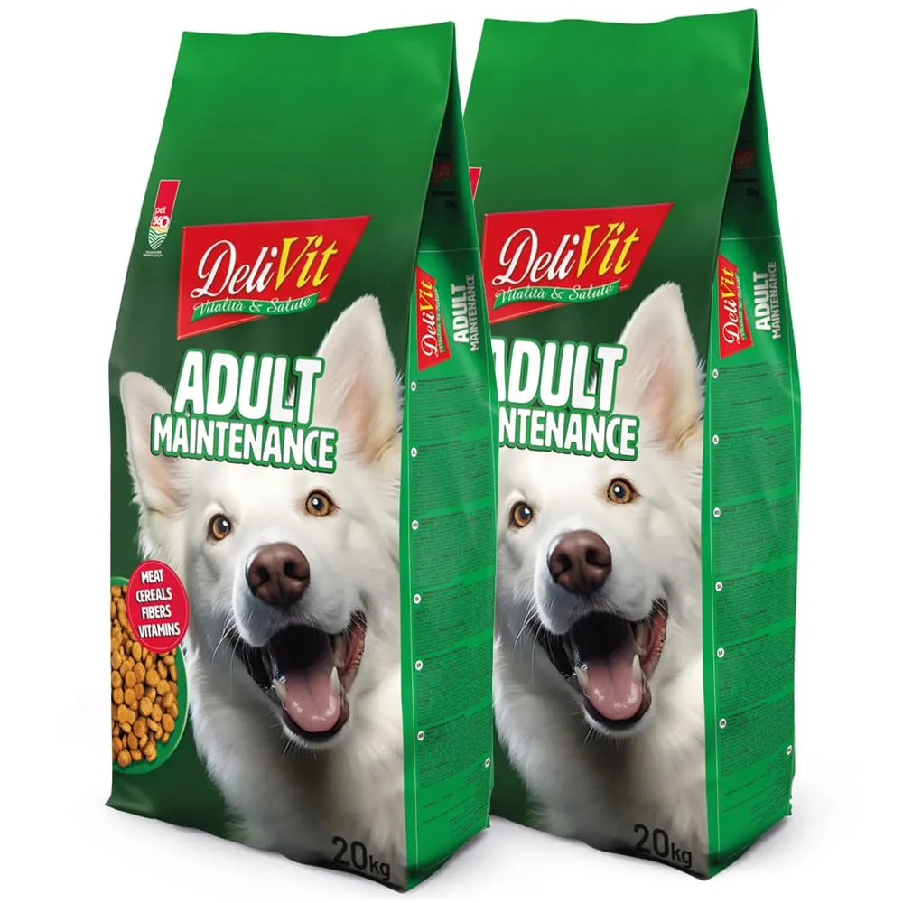 DeliVit Adult Mantenimento - Crocchette per Cani Adulti 20kg – Con Carne, Fibre e Cereali – Made in Italy (40 kg) - immagine 1