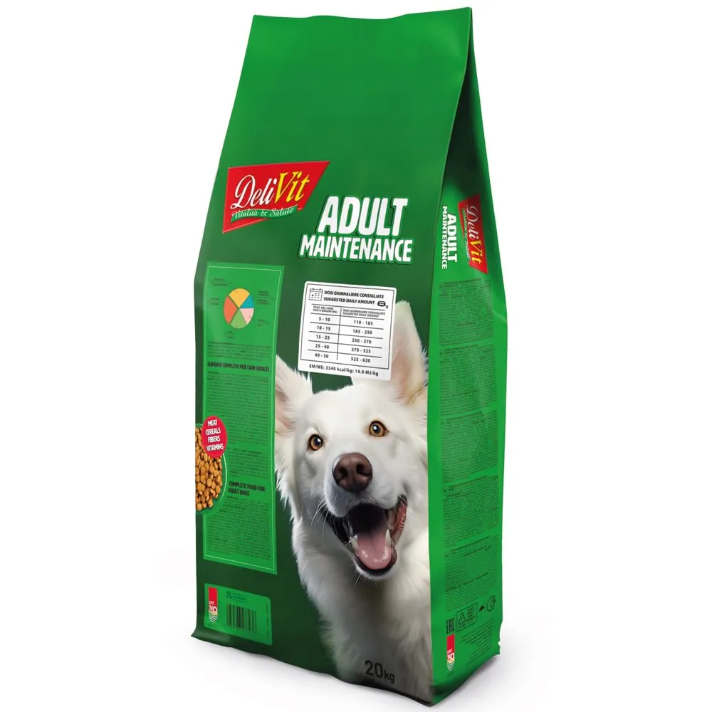 DeliVit Adult Mantenimento - Crocchette per Cani Adulti 20kg – Con Carne, Fibre e Cereali – Made in Italy (40 kg) - immagine 2