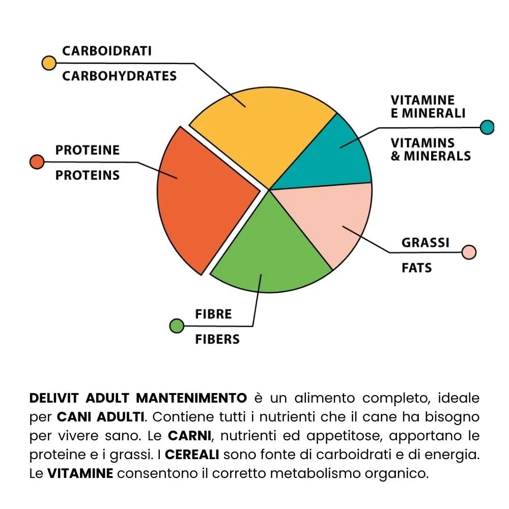 DeliVit Adult Mantenimento - Crocchette per Cani Adulti 20kg – Con Carne, Fibre e Cereali – Made in Italy (40 kg) - immagine 6