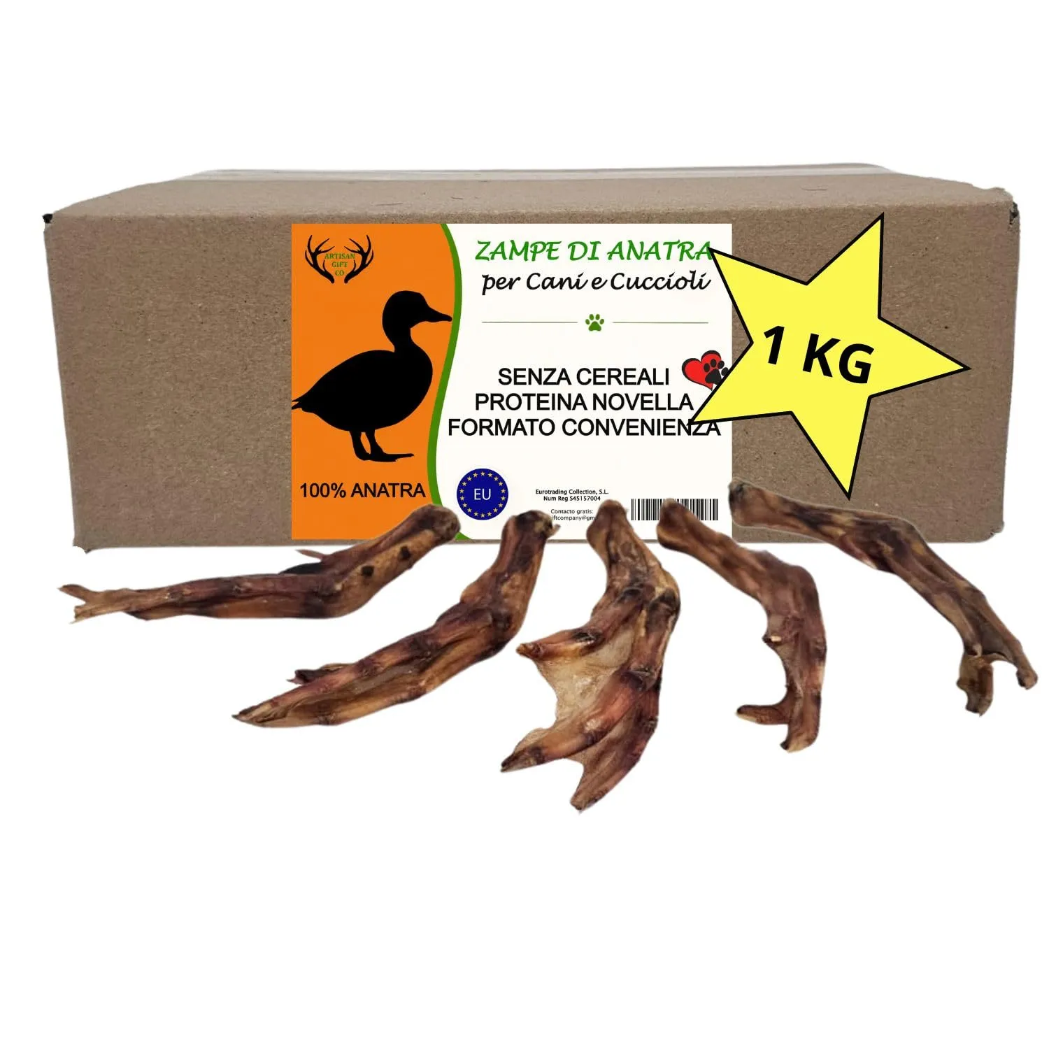 Zampe d’anatra per Cani- 1000 gr, tra 60 e 70 unità circa - immagine 1