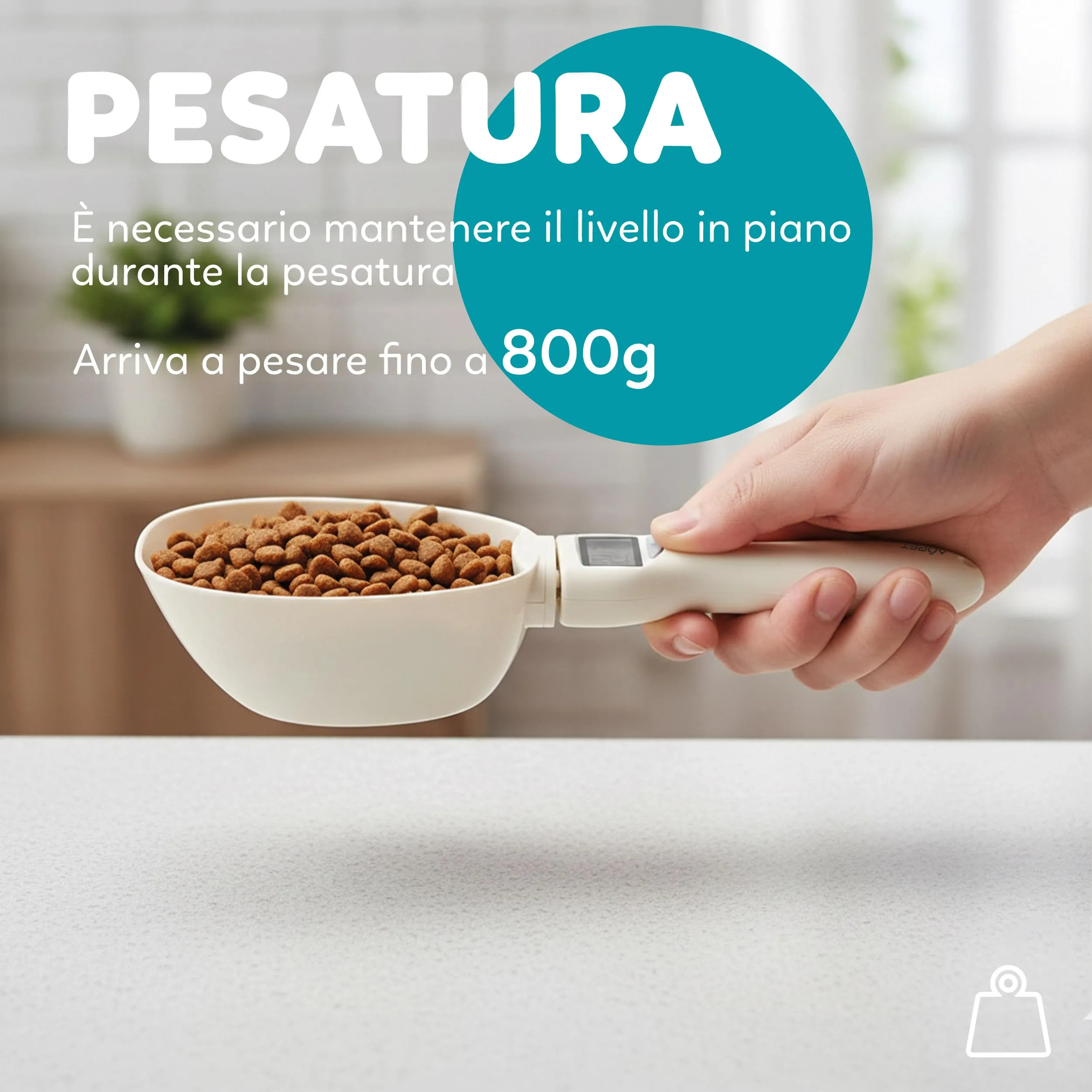 AQPET Friends Bilancino Digitale per Crocchette con Cucchiaio 800 g, Bianco - immagine 5