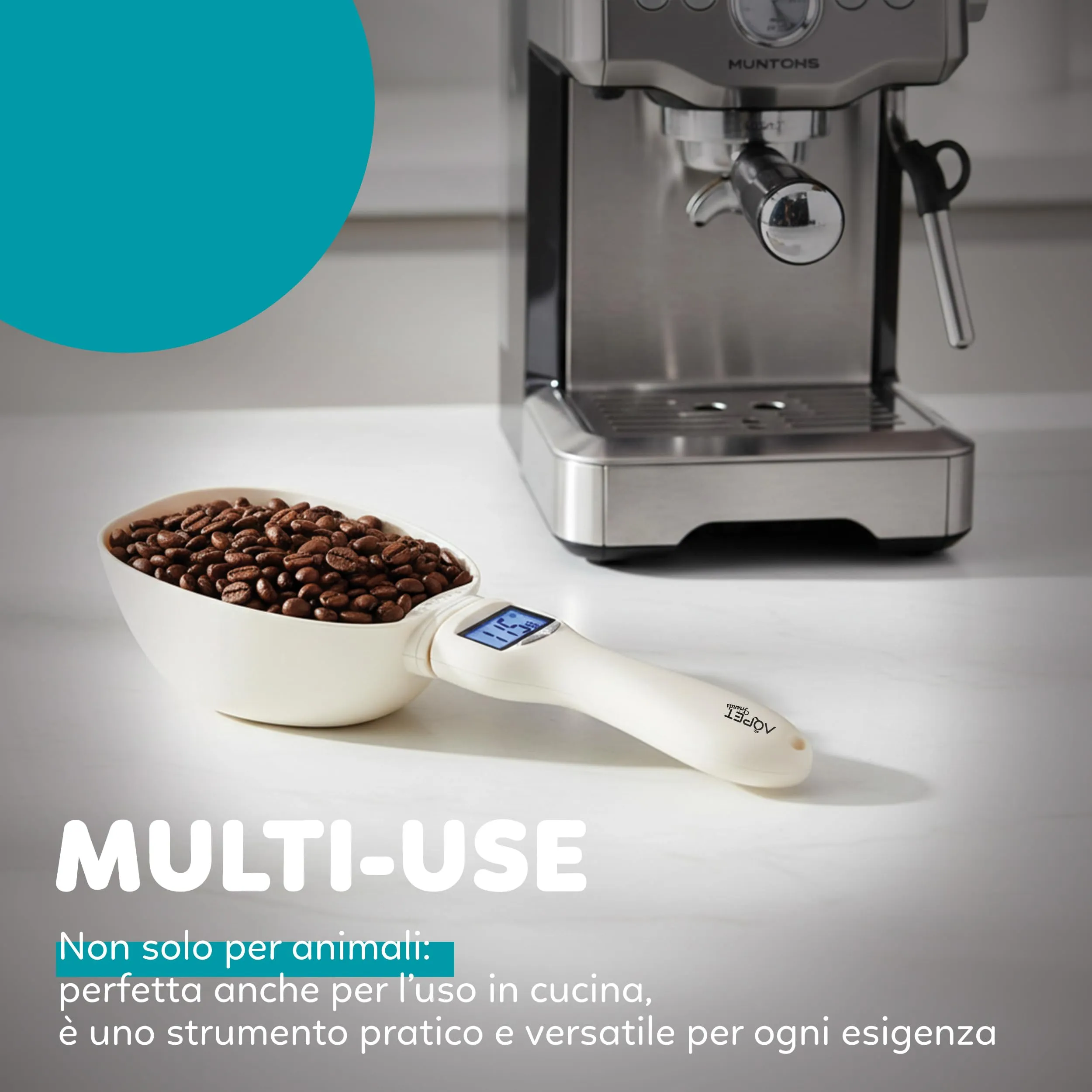 AQPET Friends Bilancino Digitale per Crocchette con Cucchiaio 800 g, Bianco - immagine 6