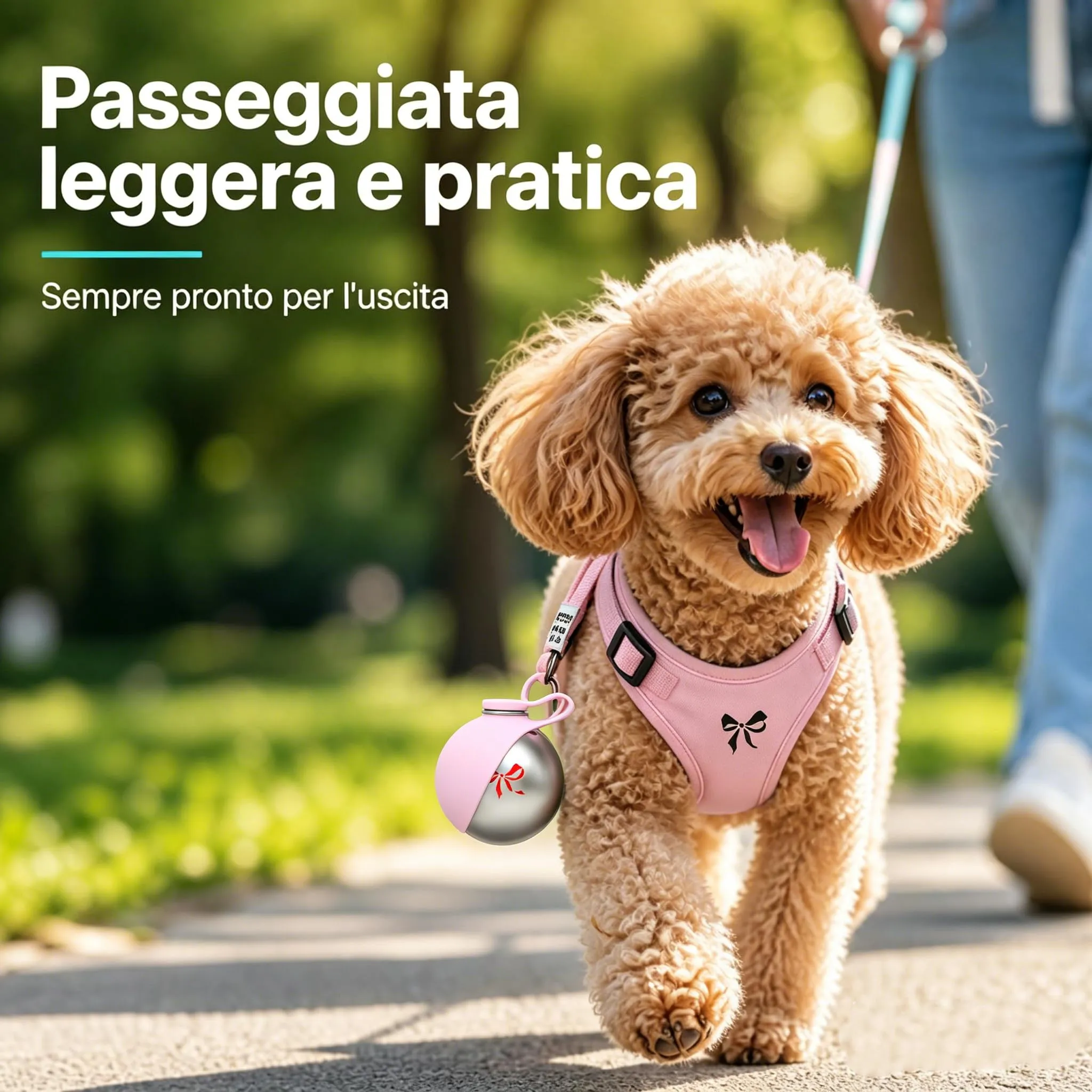 Trywise Borraccia per Cane Portatile - Distributore d'Acqua con Ciotola Pieghevole in Silicone, Anti-Goccia, 285 ml - Ideale per Passeggiate, Viaggi e Escursioni per Cani e Gatti (rosa) - immagine 2