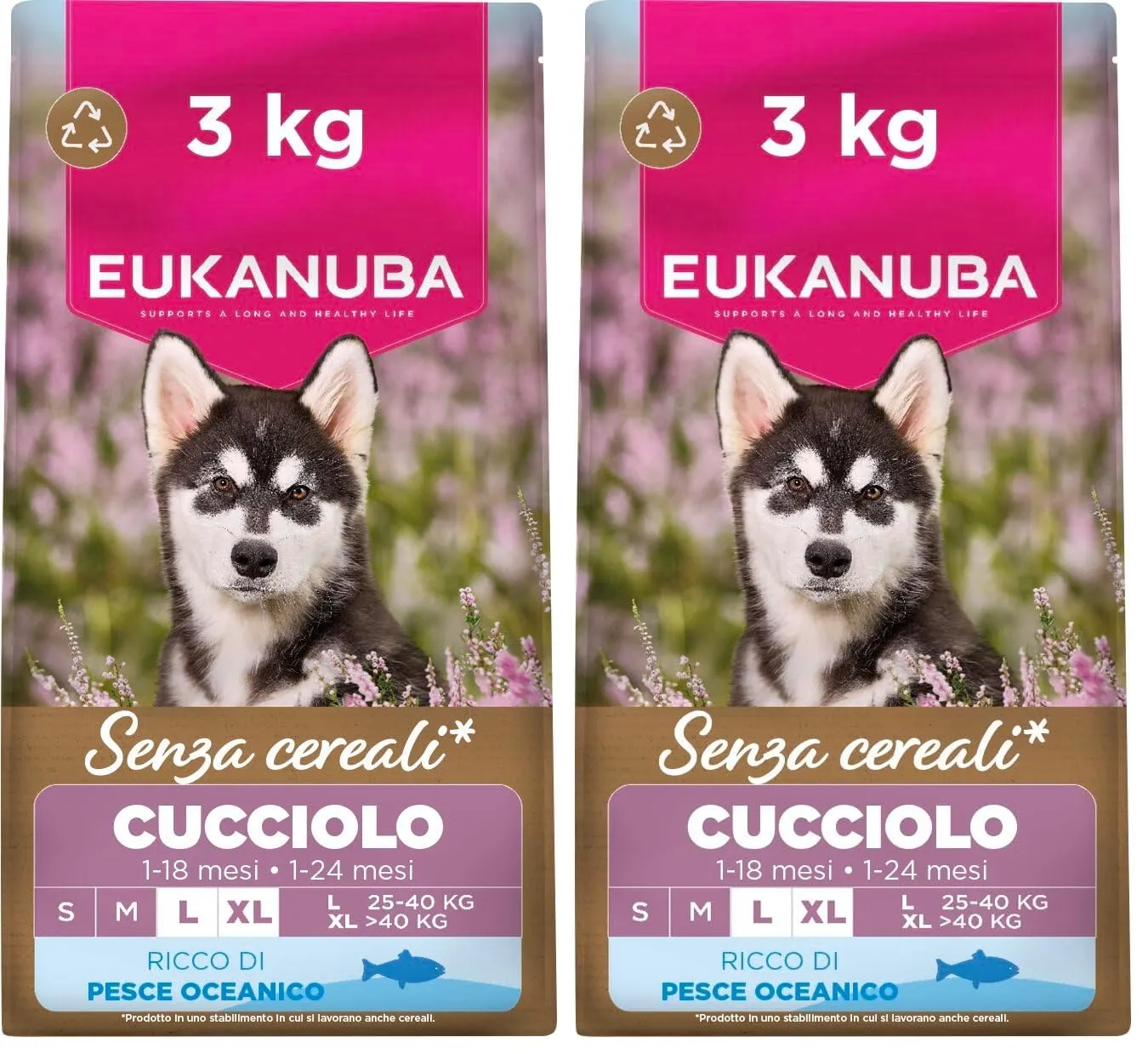 EUKANUBA Cibo secco per Cuccioli senza cereali con pesce per razze di taglia grande - Alimento secco premium privo di cereali per Cani giovani, 3 kg (Confezione da 2) - immagine 1