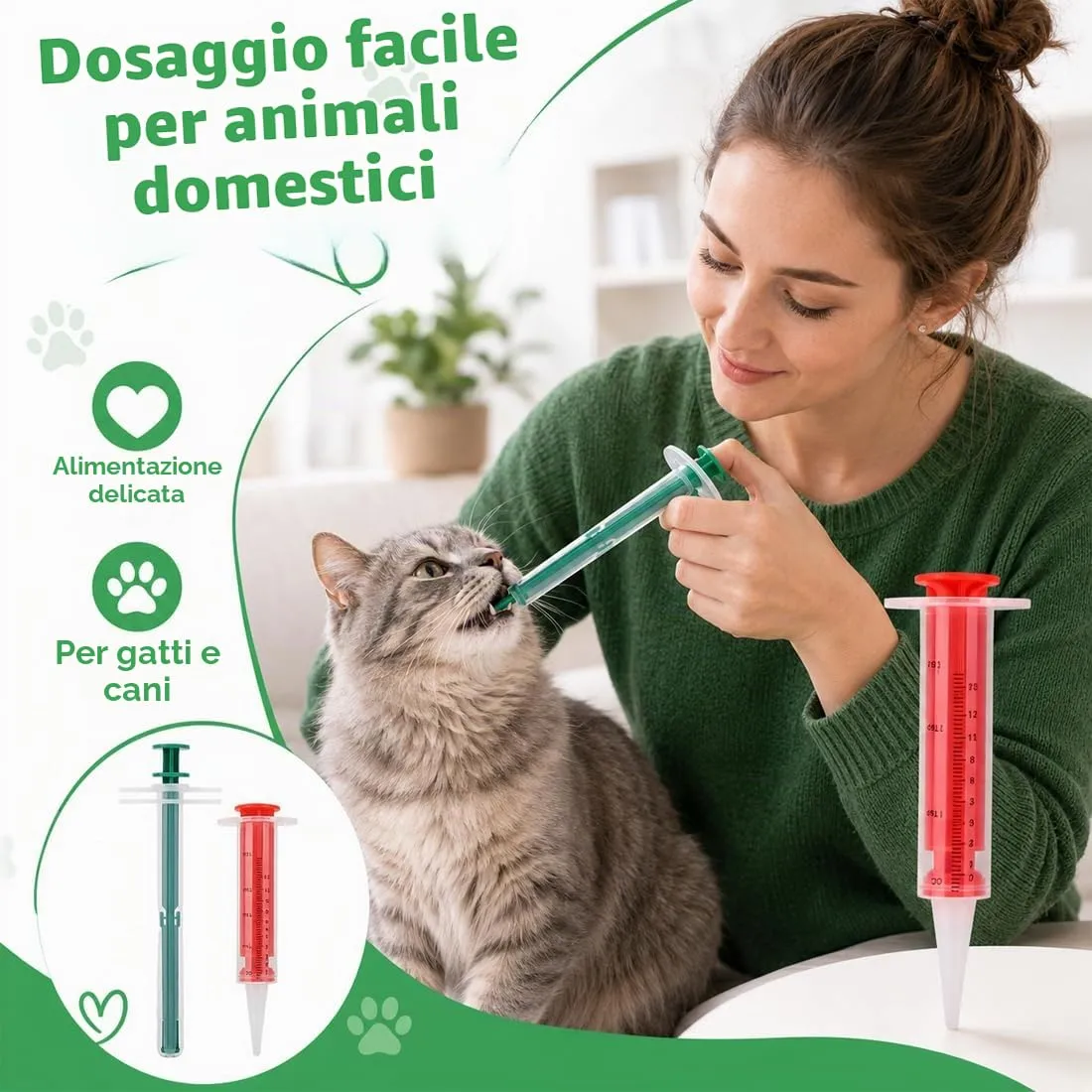 TRMPLX Sparapillole Per Gatti Riutilizzabile Sparapillole Gatto Sicuro Efficace Animali Domestici Siringa Con Punta In Silicone Per Liquido/Capsula,Sicuro Efficace Animali Domestici Siringa-C - immagine 3