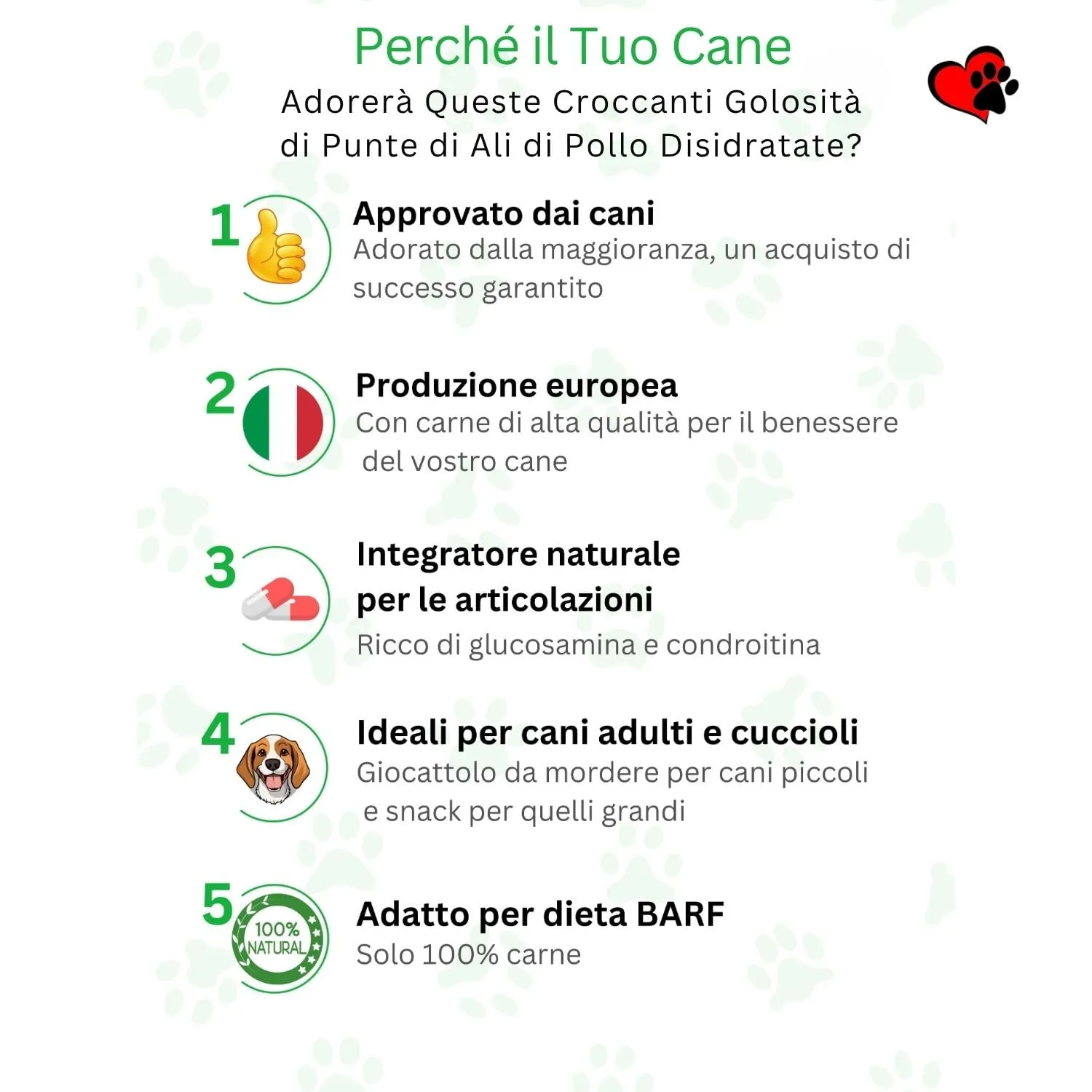 Punte di Ali di Pollo Essicato per Cani, 1000 g. - immagine 2