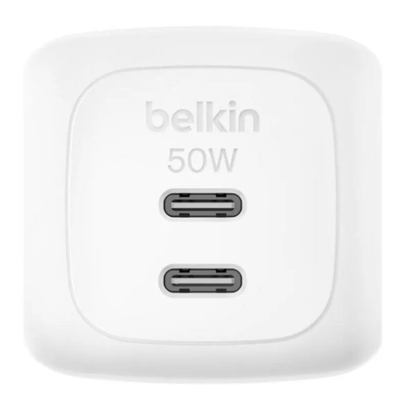 Caricatore Belkin WCH019kqWH GaN 50 W Bianco 2 Porte USB-C Ricarica Rapida - immagine 1