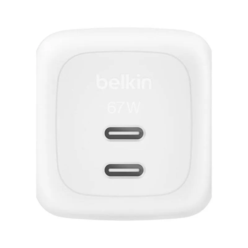 Caricatore Belkin WCH020KQWH GaN 67 W Dual USB-C Ricarica Rapida Bianco - immagine 1