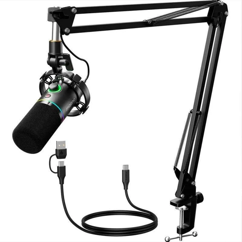 Microfono Maono PD200XS USB/XLR dinamico cardioide RGB con braccio - immagine 1