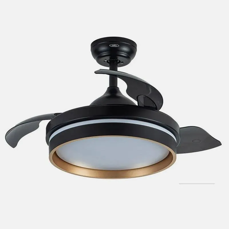 Ventilatore da soffitto Fabrilamp Nalon Nero Oro LED 48W 91cm 6 velocità telecomando - immagine 1
