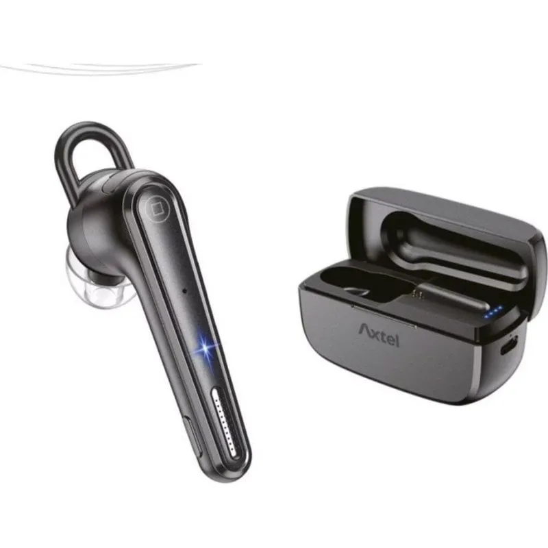 Auricolari Axtel BT25 wireless Bluetooth con Cancellazione Rumore ENC, microfono doppio, USB-C, uso professionale mono, nero - immagine 1