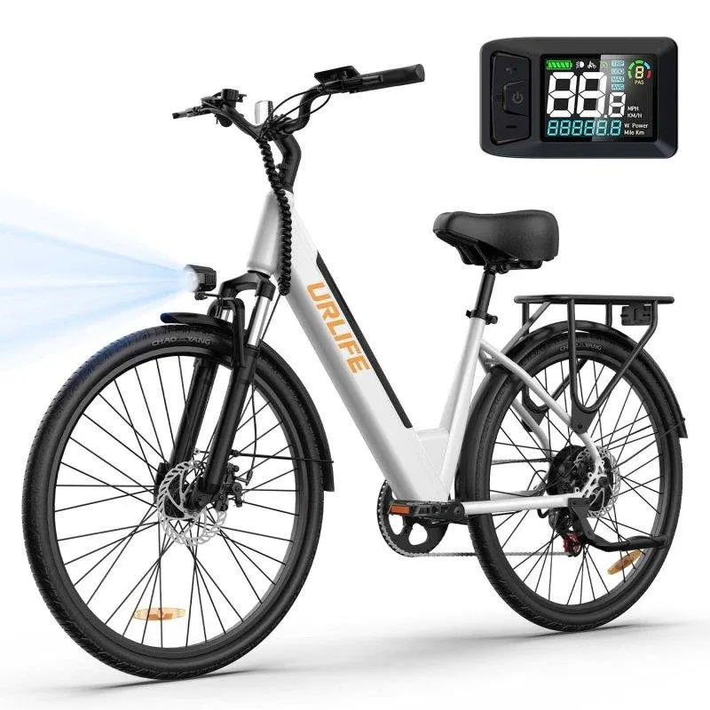 Bicicletta elettrica URLIFE E26 250W 48V10.4Ah 26 pollici Freni a disco Bianco - immagine 1