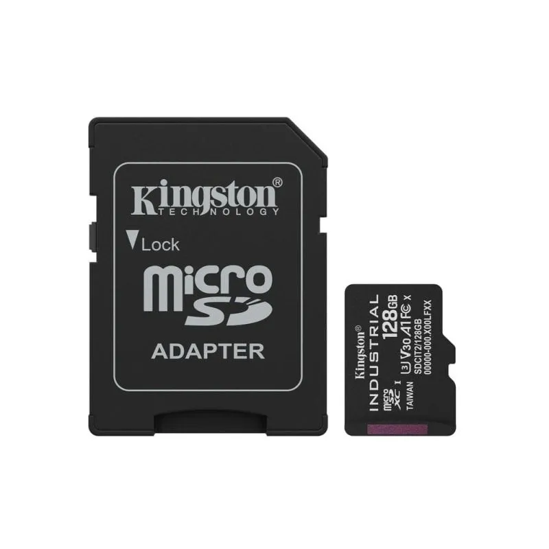 Scheda Kingston microSDXC Industrial 128GB UHS-I Classe 10 pSLC con adattatore SD - immagine 1