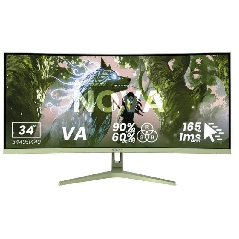 Monitor PC Arozzi Nova 34" UltraWide QHD 165Hz VA Curvo 1ms HDR Verde - immagine 1