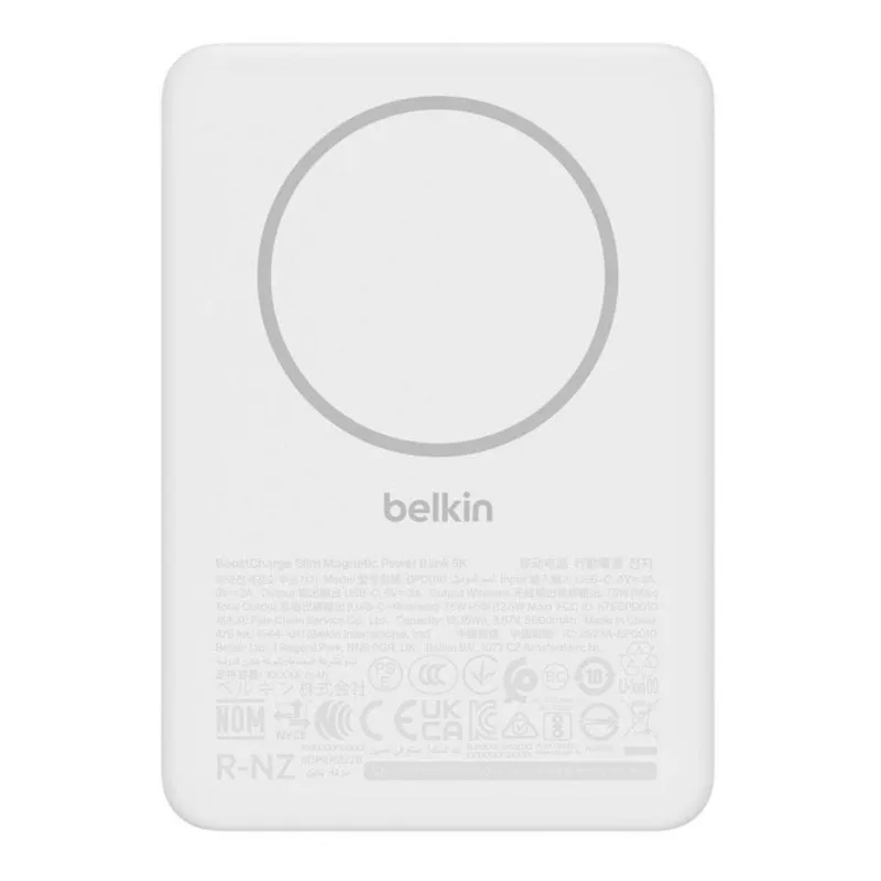Batteria esterna Belkin BPD010hqWH 5000 mAh magnetica wireless 7,5 W bianca - immagine 1