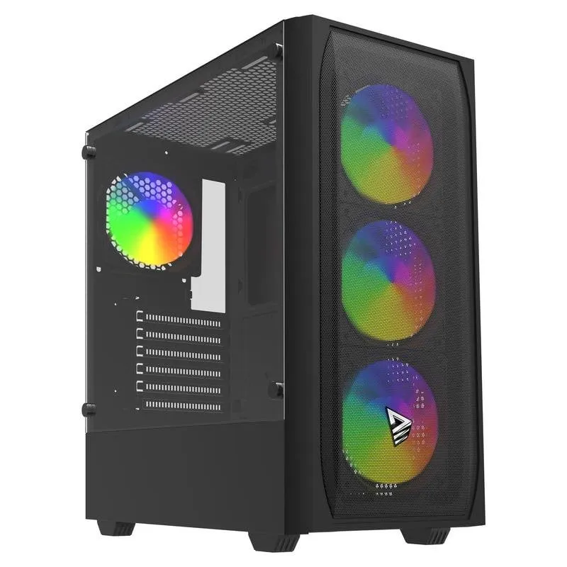 Torre ATX Savio Noctis Flow RGB vetro temperato 3x120 mm RGB nero - immagine 1