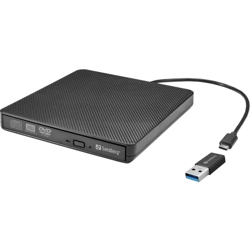 Masterizzatore DVD Sandberg USB-C/A Esterno Nero PC Mac con Vassoio - immagine 1