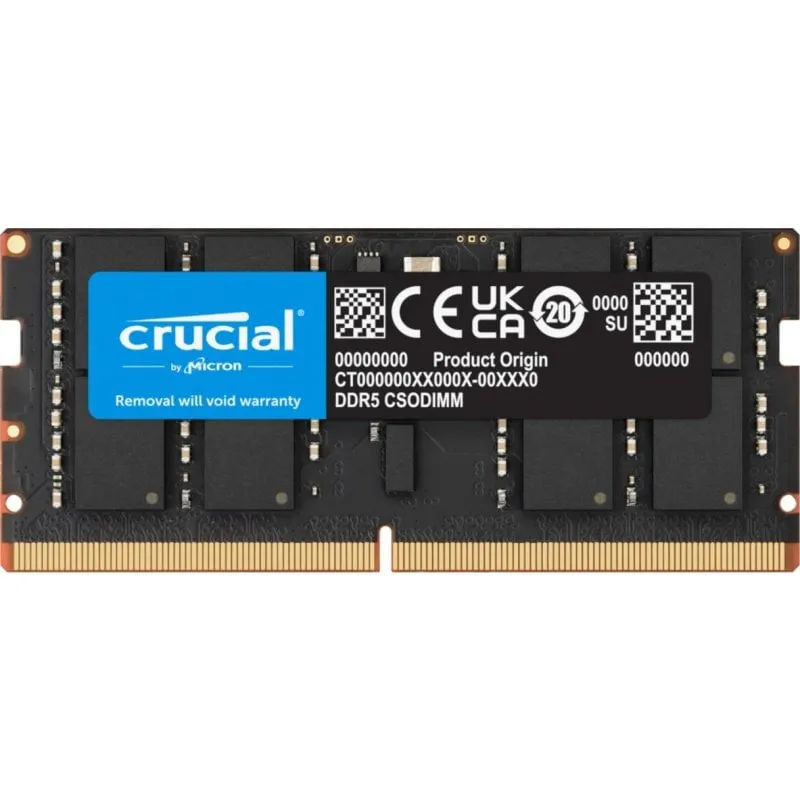 Memoria RAM Crucial CT32G64C52CS5 32GB 1x32GB DDR5 6400MHz CL52 SO-DIMM Nero - immagine 1