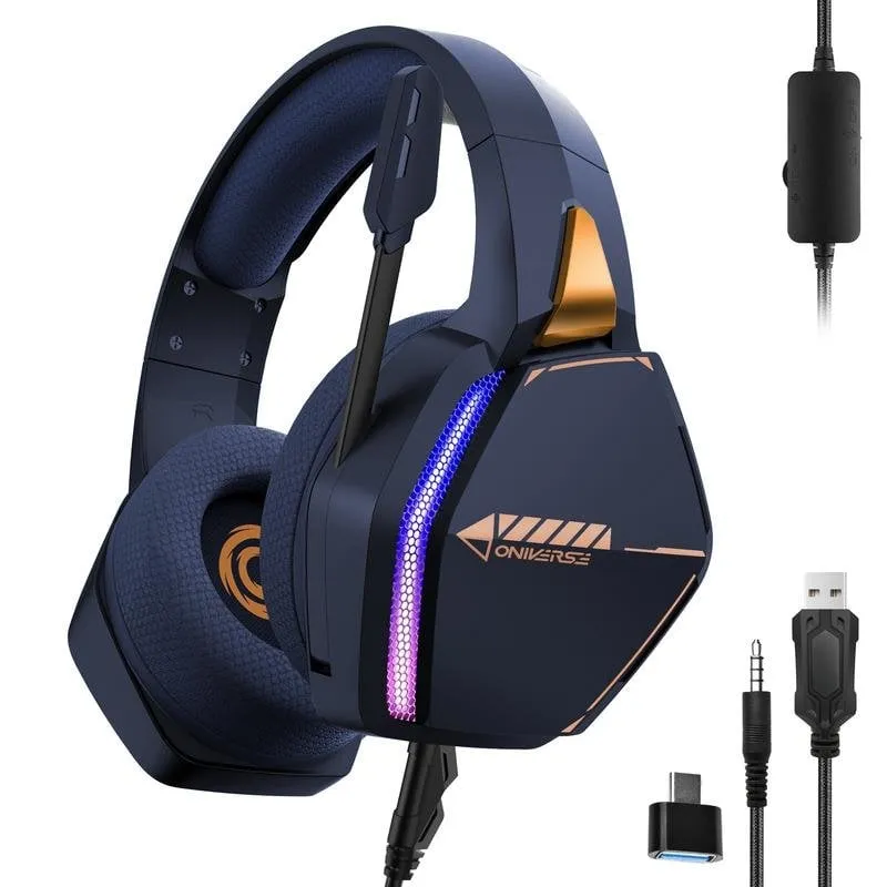Cuffie Oniverse Nebula cablate gaming stereo LED microfono controllo blu - immagine 1