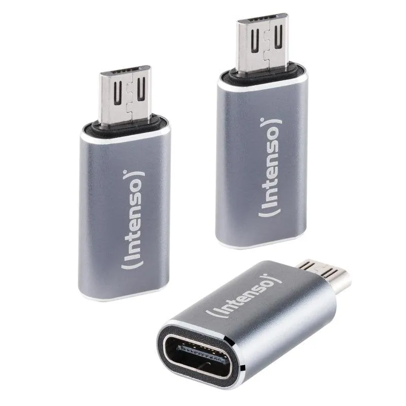 Adattatore USB-C Intenso C480M microUSB Alluminio Antracite Pack 3 - immagine 1