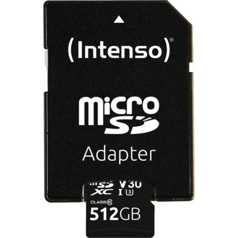 Scheda Intenso 3433493 microSDXC 512GB UHS-I U3 V30 con adattatore SD - immagine 1