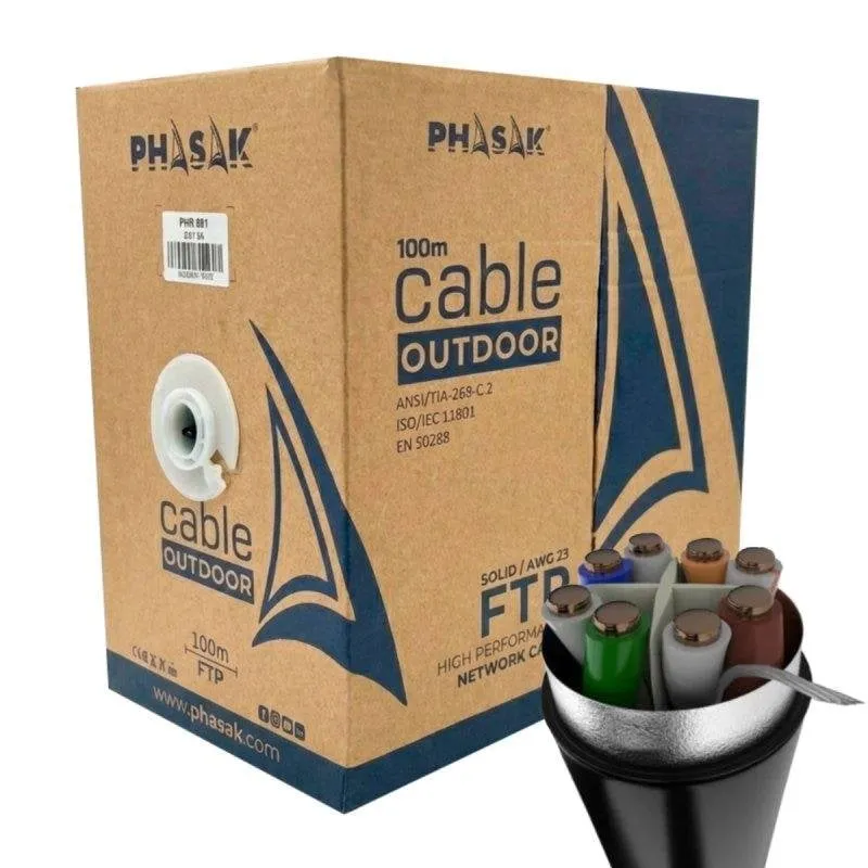 Cavo di rete Phasak PHR 681 Cat 6a FTP Esterno 100 m AWG23 CCA - immagine 1
