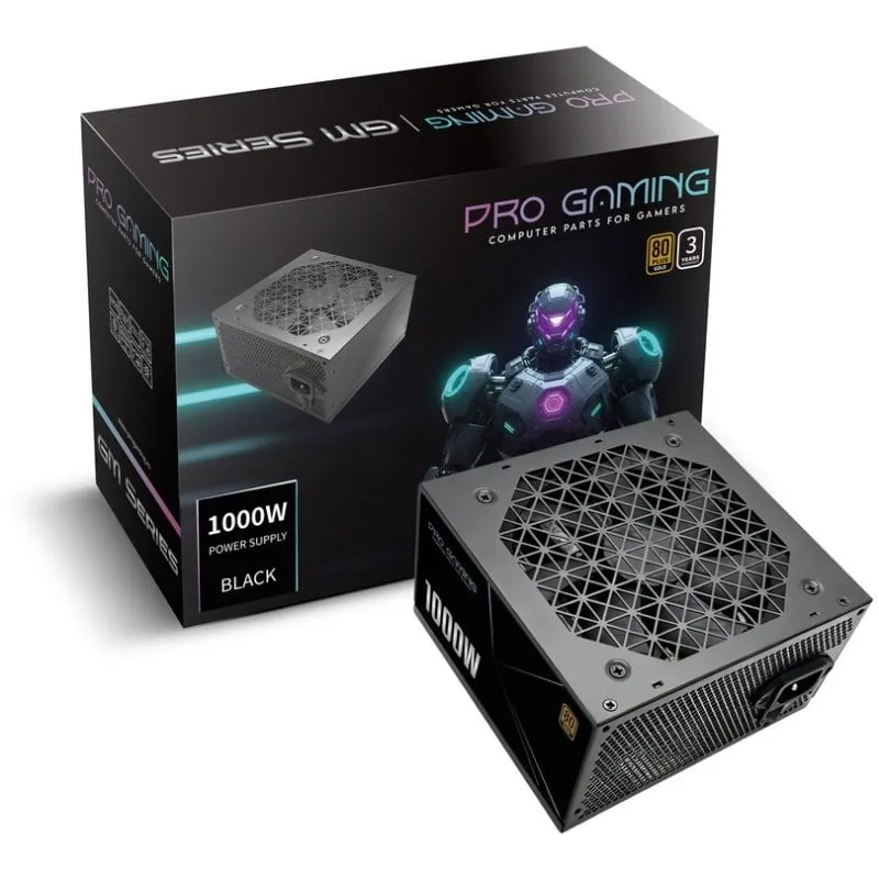 Fuente de Alimentación ProGaming 1000W 80+ Gold modulare I-STOP nera - immagine 1