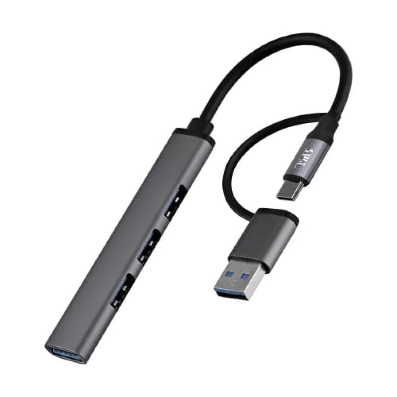 Hub TnB 4 porte 5 Gbps HUBSLIM4 USB-A USB-C ultrapiatto alluminio - immagine 1