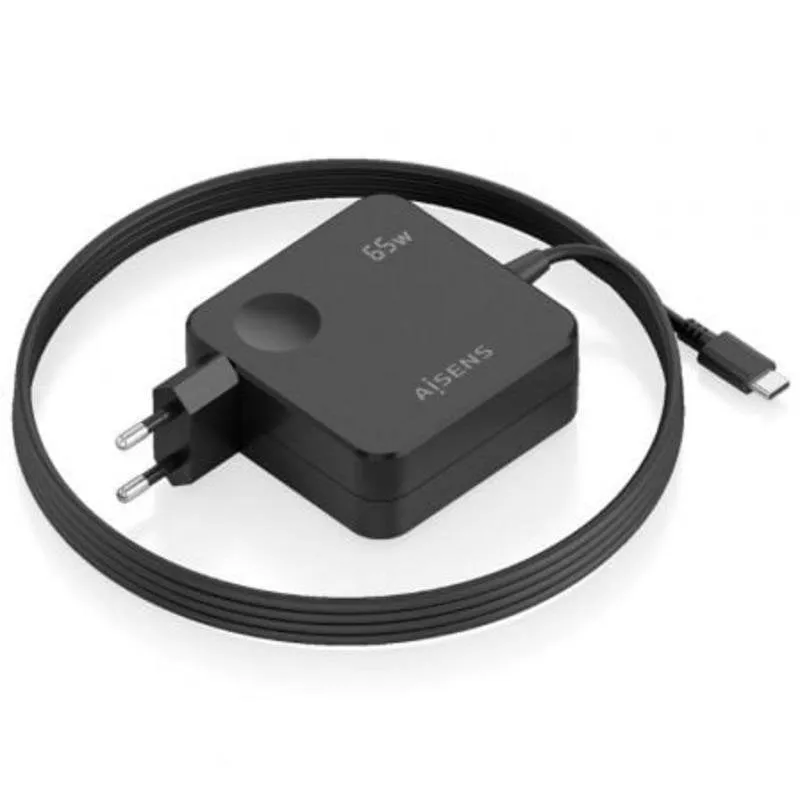 Caricatore da parete Aisens ASCH-1PD65WL80-BK USB-C 65W GaN cavo 1,5 m nero - immagine 1