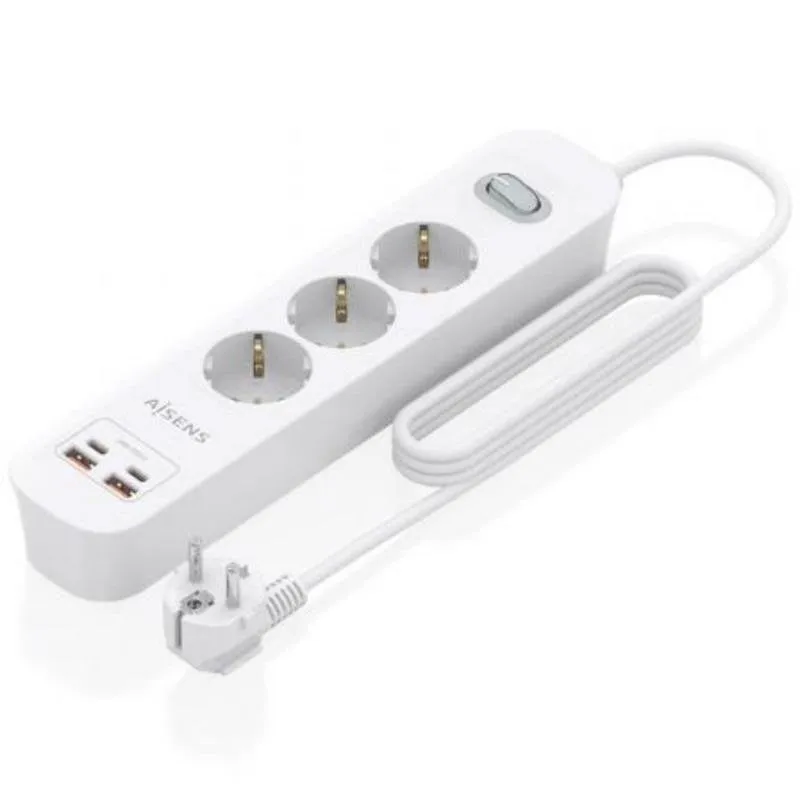 Multipresa Aisens ASPS-2A2C10-W 3 Prese 2 USB-A 2 USB-C con Protezione e Interruttore - immagine 1