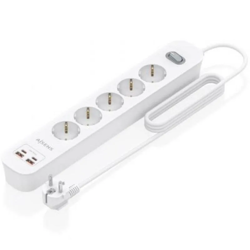 Multipresa Aisens ASPS-2A2C14-W 5 Prese 2 USB-A 2 USB-C con Protezione e Interruttore - immagine 1