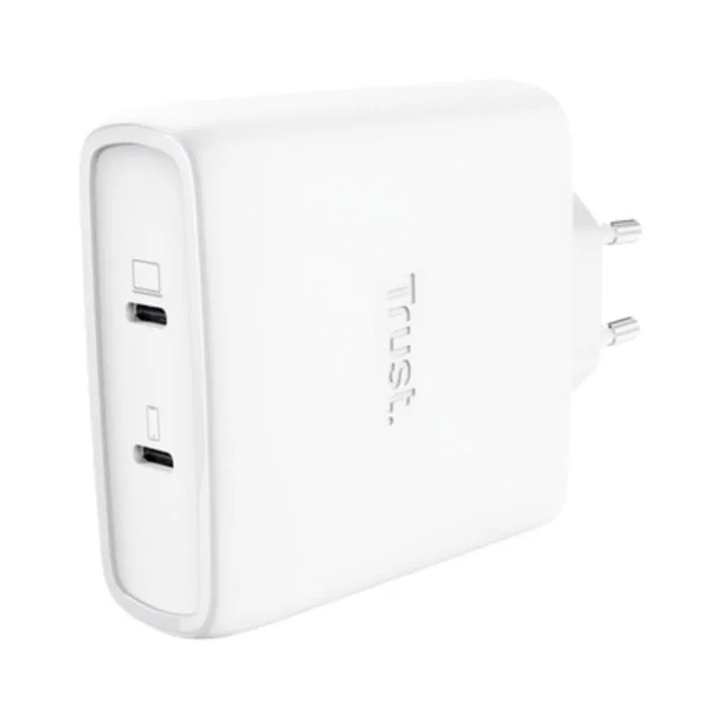 Caricatore Trust Maxo GaN 100W USB-C 2 Porte Ricarica Rapida Bianco - immagine 1