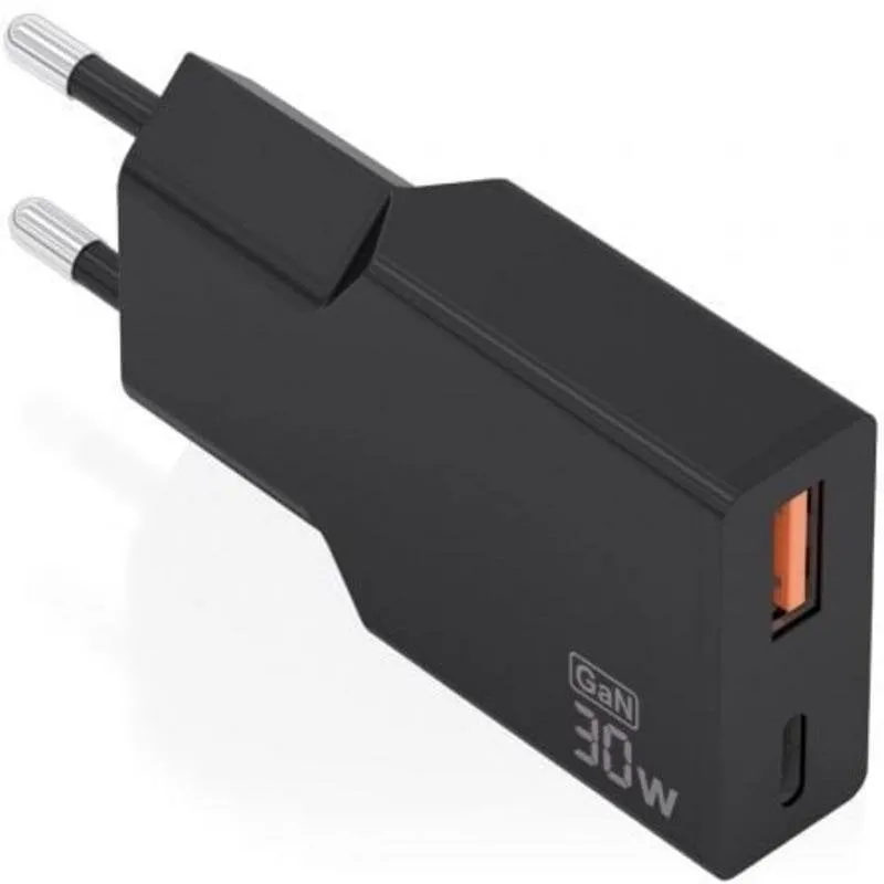 Caricatore Aisens A110-1005 GaN 30W USB-C PD3.0 QC4.0 USB-A QC3.0 Nero - immagine 1