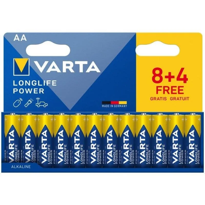 Batteria Varta Longlife Power AA 8+4 Pack 1,5 V Alcalina 12 pezzi - immagine 1