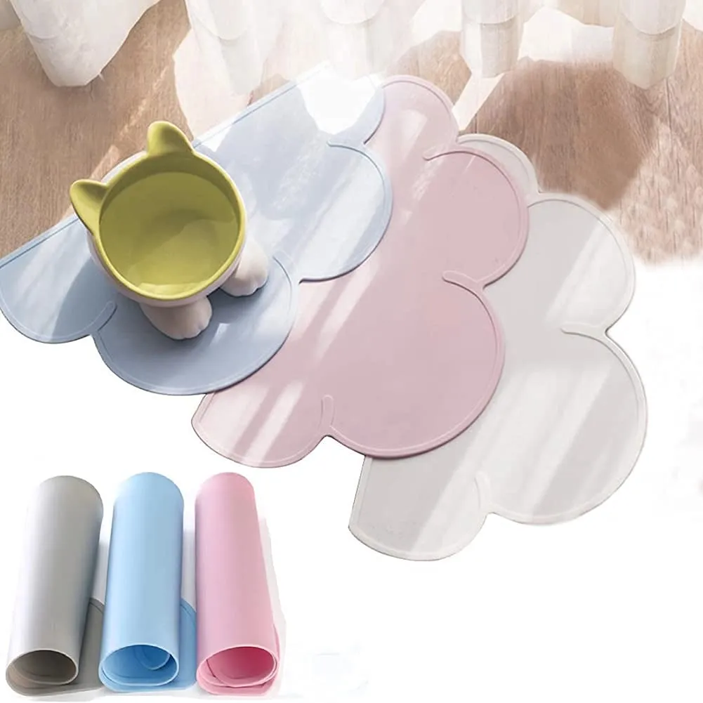 FANJIANG Tappetini Sottociotola per Cani/Gatti, Tappetino per Ciotola di Cibo Antiscivolo per Animali,Perfetto per Proteggere Il Pavimento da Liquidi (Blu) - immagine 4