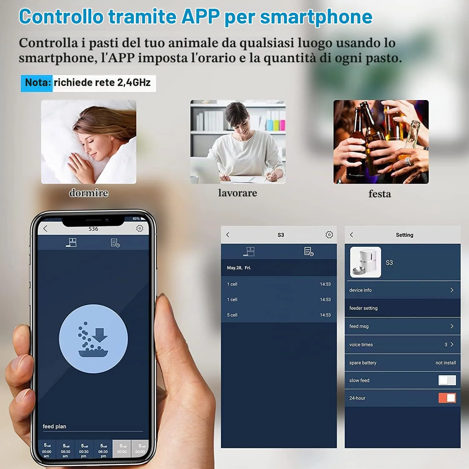 WellToBe Wifi Distributore Automatico di Cibo per Due Gatti, Alimentatore Automatico per Animali e Cani Con App e separatore, Timer e di Registrazione del Suono Fino a 6 pasti al Giorno - immagine 6