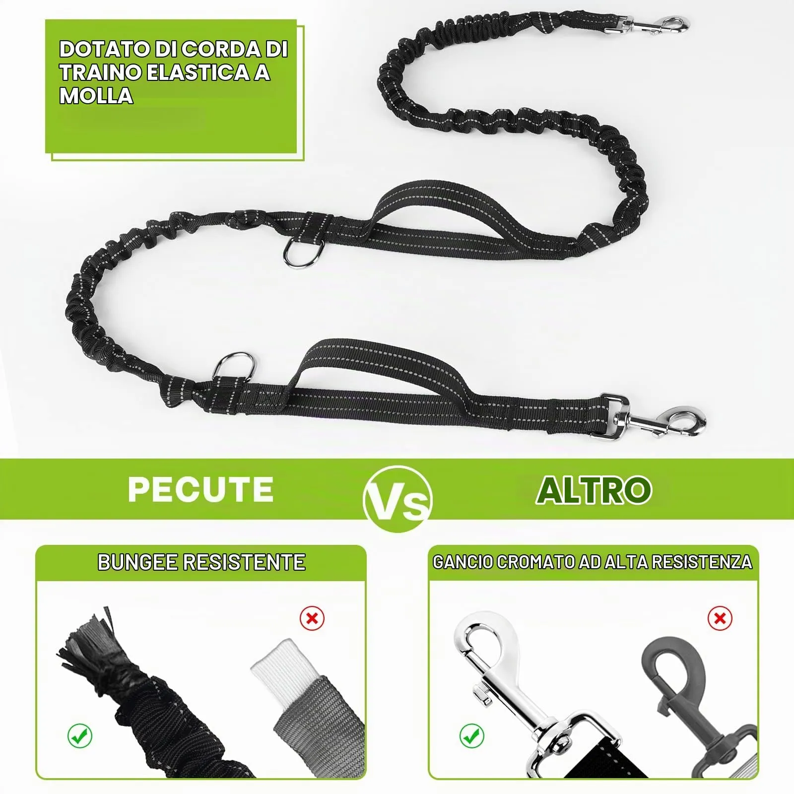 Pecute Guinzaglio da Corsa per Cani a Mani Libere con Ampia Cintura di Supporto per la Schiena, Cintura da Passeggio per Cani Regolabile con Tasche Multiple - immagine 3