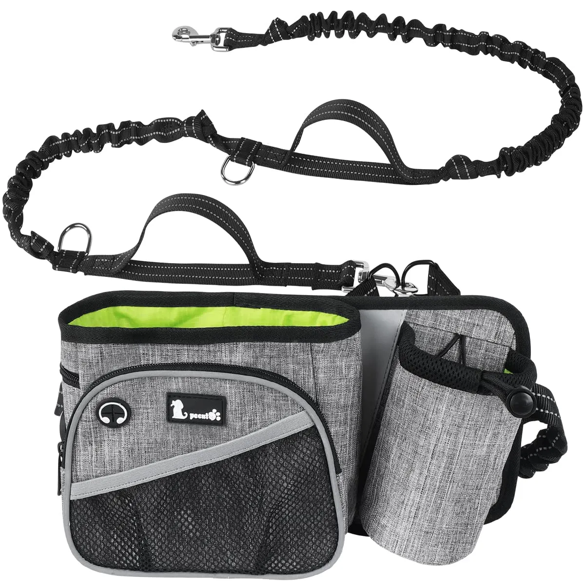 Pecute Guinzaglio da Corsa per Cani a Mani Libere con Ampia Cintura di Supporto per la Schiena, Cintura da Passeggio per Cani Regolabile con Tasche Multiple - immagine 9