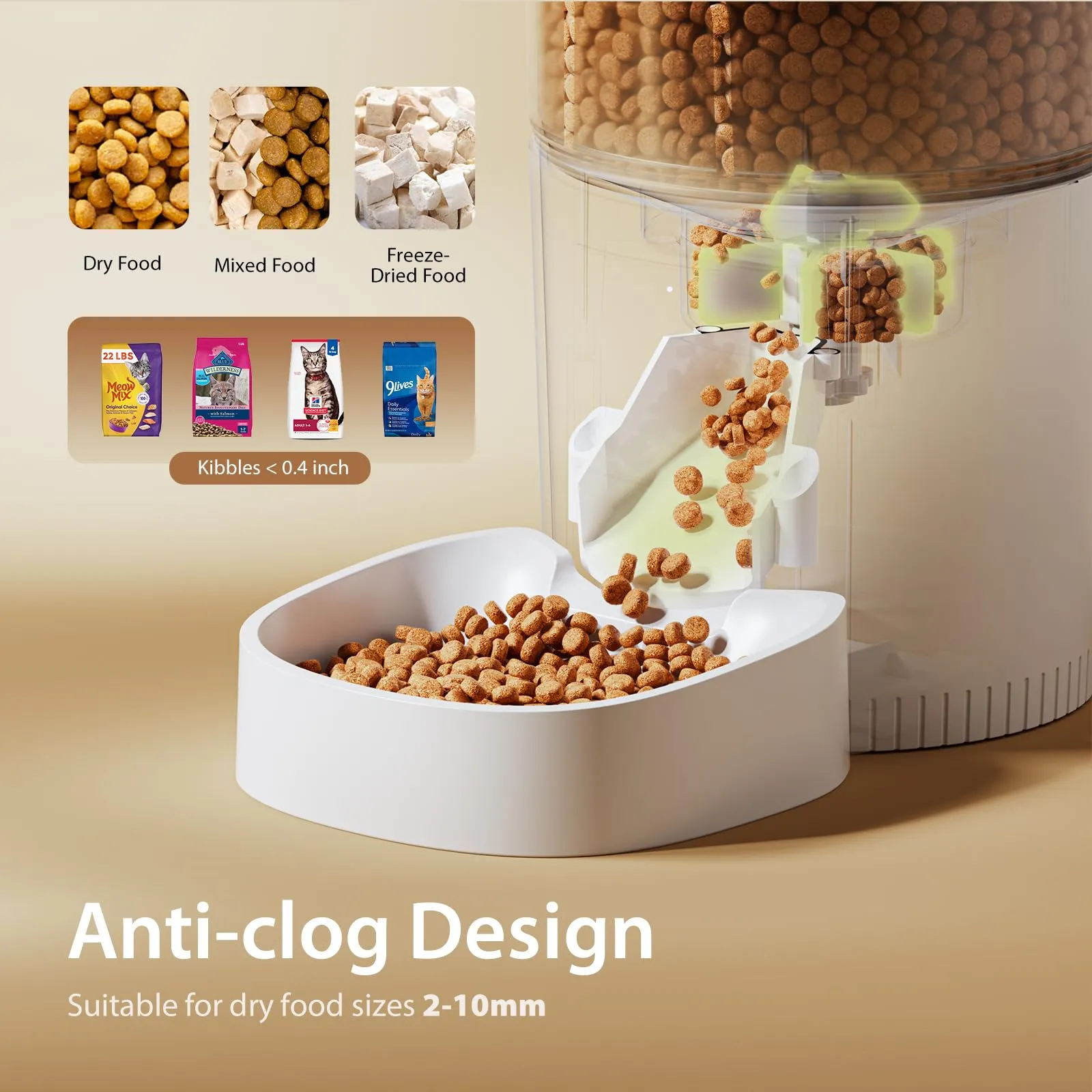IMIPAW Mangiatoia automatica per gatti, 3 l, dispenser di cibo secco per gatti con design senza intasamento, alimentatore automatico per animali domestici per cani e gatti, 1-4 pasti al giorno - immagine 6