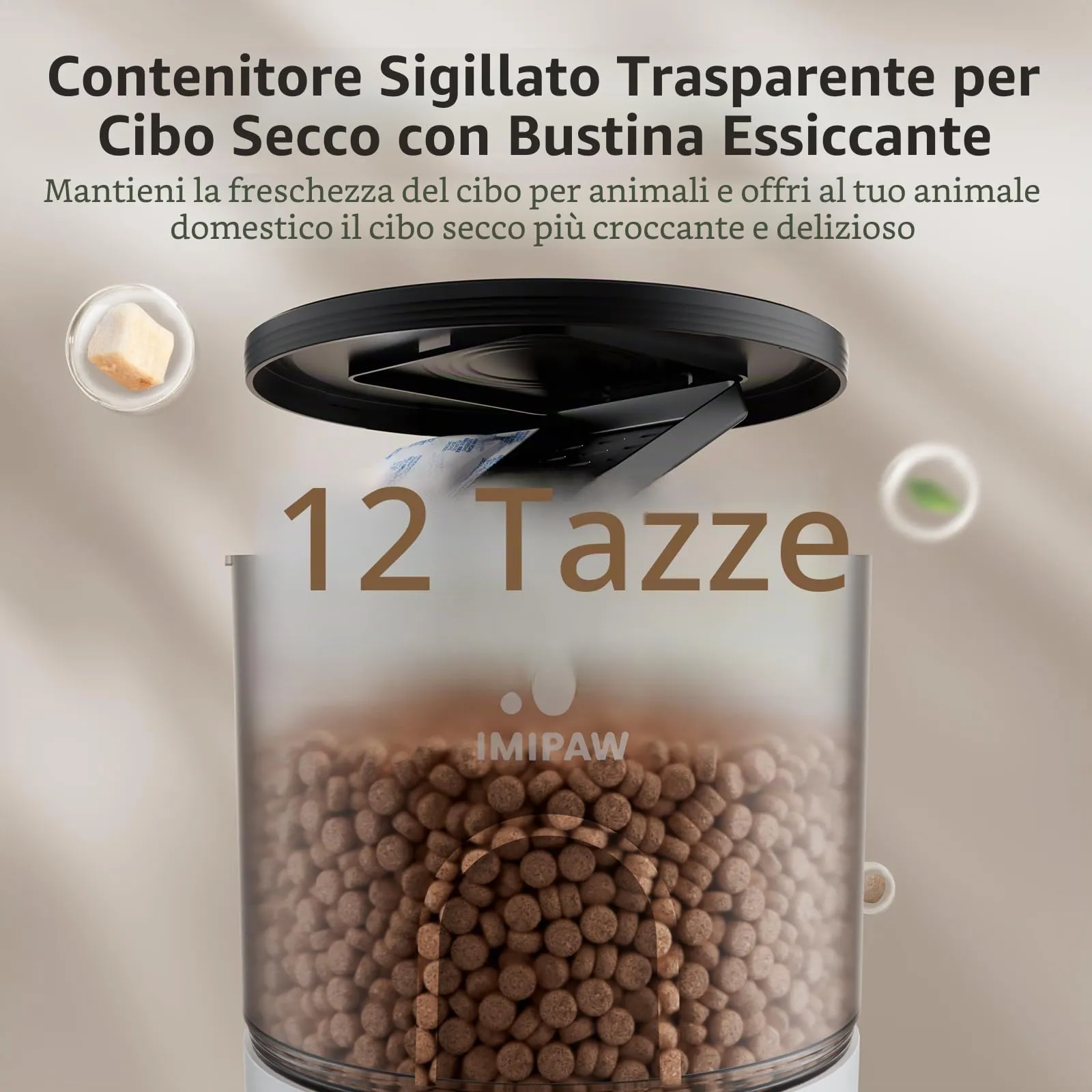 IMIPAW Mangiatoia automatica per gatti, 3 l, dispenser di cibo secco per gatti con design senza intasamento, alimentatore automatico per animali domestici per cani e gatti, 1-4 pasti al giorno - immagine 8
