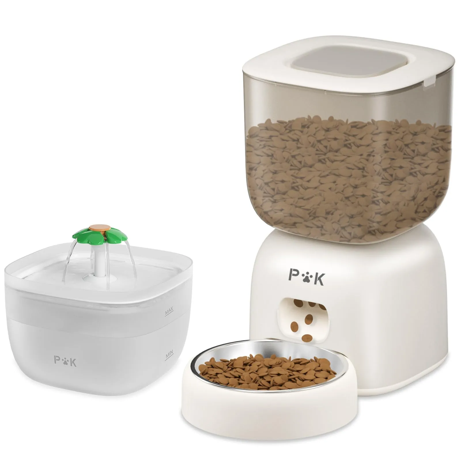 Distributore Automatico Cibo Gatti e Fontanella per Gatti Combo, Durata Della Batteria Fino a 180 Giorni, Registrazione 10S, 1-4 Pasti al Giorno, 3L Dispenser Crocchette Gatto e 2L Fontana - immagine 1