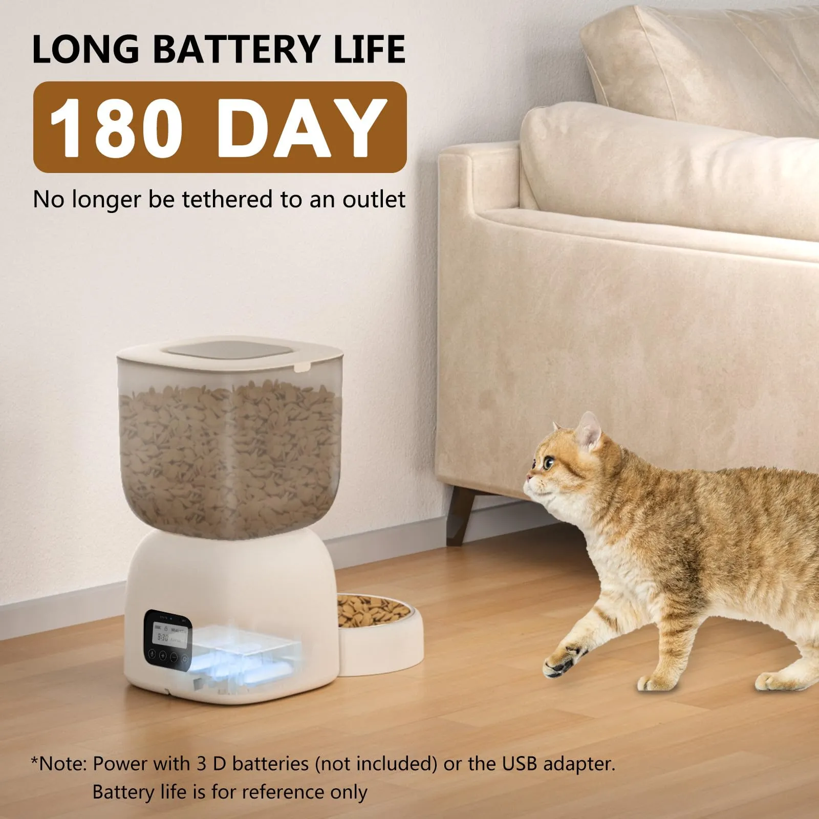 Distributore Automatico Cibo Gatti e Fontanella per Gatti Combo, Durata Della Batteria Fino a 180 Giorni, Registrazione 10S, 1-4 Pasti al Giorno, 3L Dispenser Crocchette Gatto e 2L Fontana - immagine 3