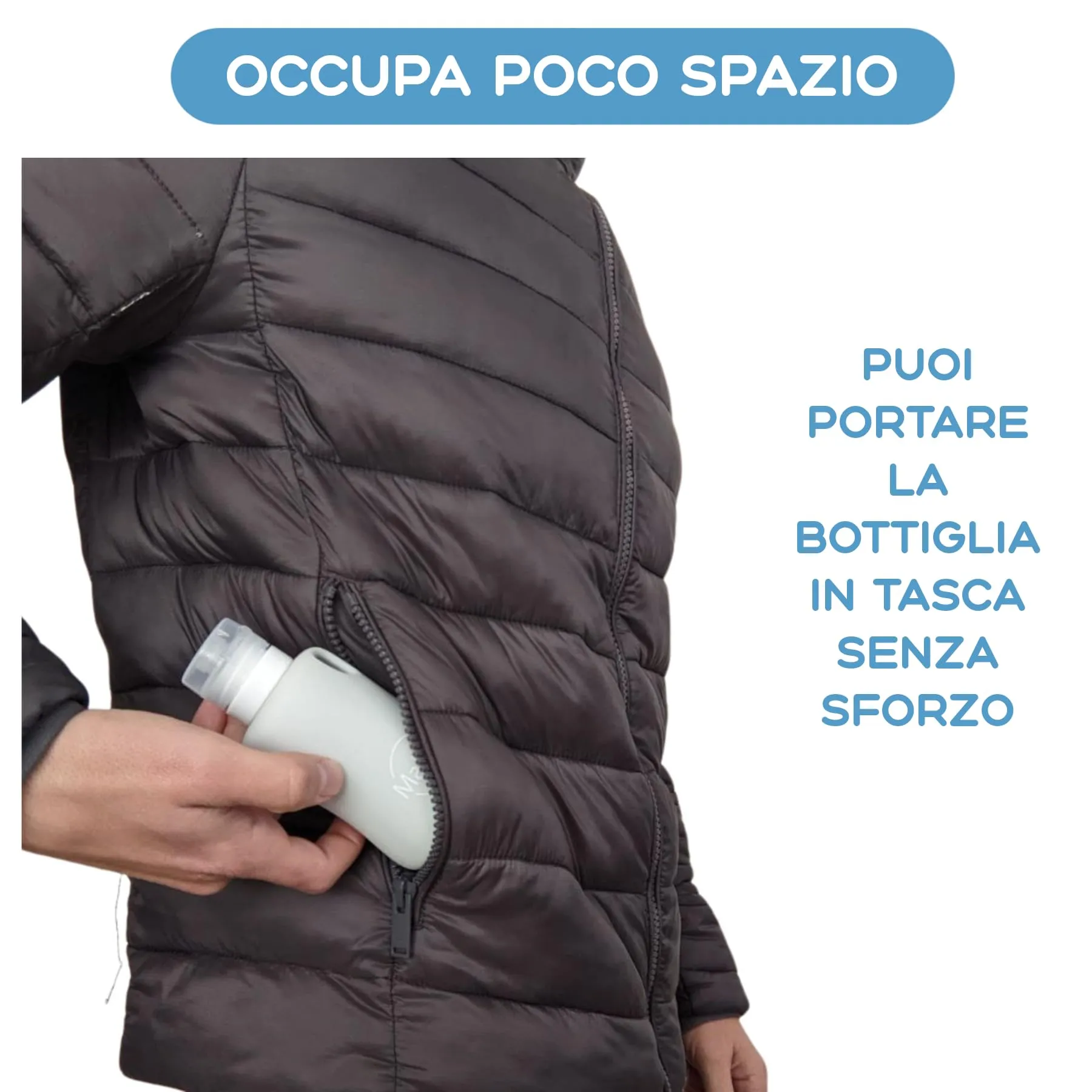 Bottiglia per Pipì Cane in Silicone 150 ml, Grigio Chiaro. Bottiglia per Pulire la Pipì del Cane in Strada, Flessibile e Portatile, Antigoccia, con Getto a Pressione e Moschettone (Grigio 150 ml) - immagine 5
