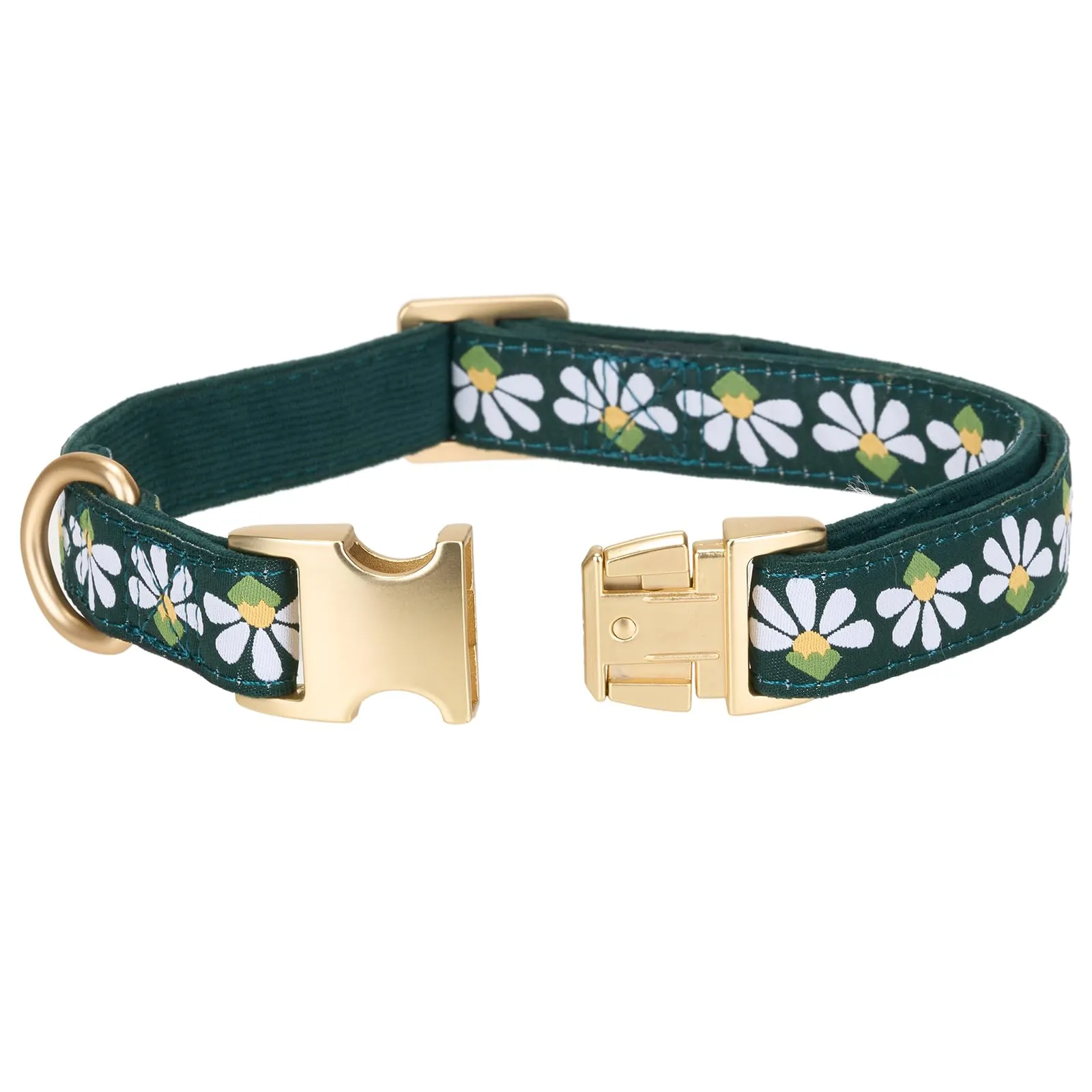 YUDOTE Collare per cani in morbido velluto a coste con nastro jacquard, collare floreale di alta qualità, per cani di taglia grande, uso quotidiano, verde - immagine 4