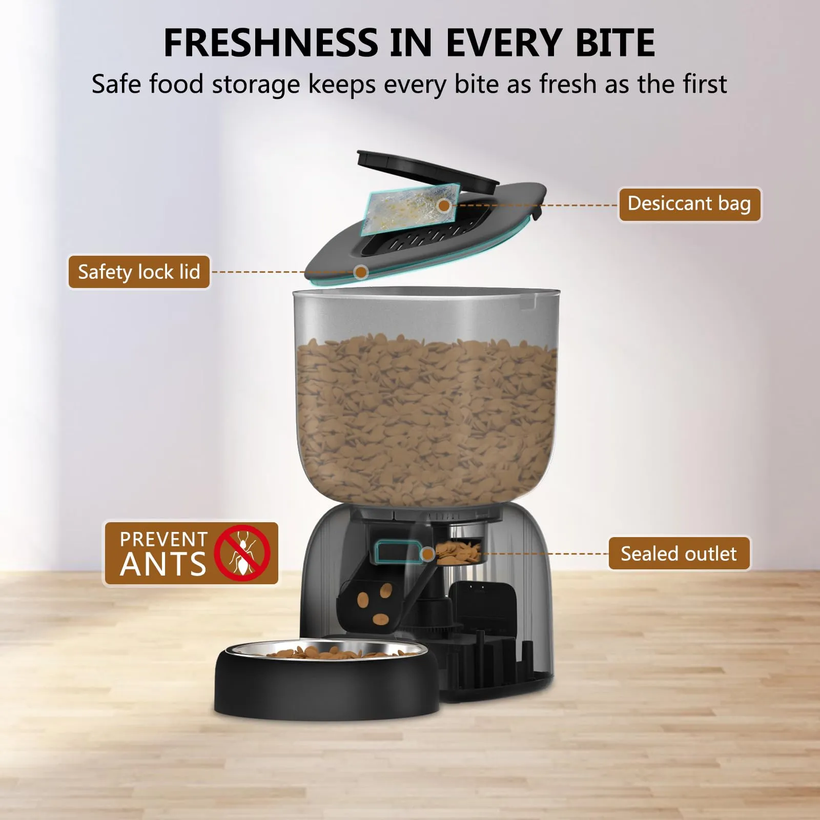 Distributore Automatico Cibo Gatti e Fontanella per Gatti Combo, Durata Della Batteria Fino a 180 Giorni, Registrazione 10S, 1-4 Pasti al Giorno, 3L Dispenser Crocchette Gatto e 2L Fontana - immagine 4